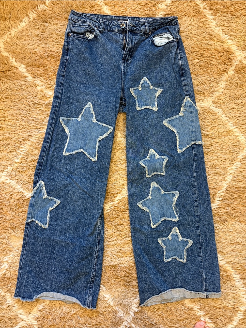 Hot Topic Blue Star Patch Wide Leg Jeans